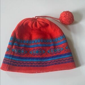 Conte de Florence Orange and Blue Pom-Pom Stocking Cap